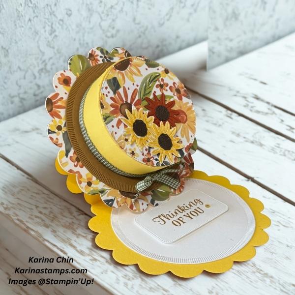 Hat-Shaped Fancy Fold Card Featuring Radiant Sunflowers